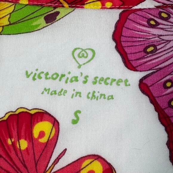 Victorias Secret Y2K Pajama Shirt S Pocket Button Butterfly Whimsy Fairy Summer - Picture 9 of 12